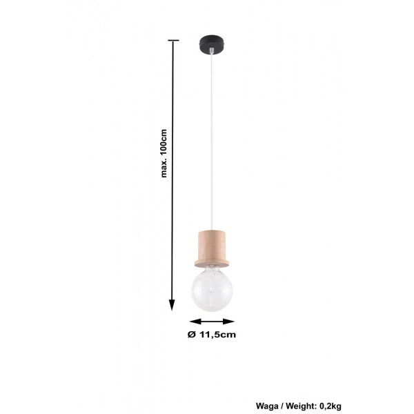Nowoczesna lampa wisząca MILO SL.0284 1xE27 drewno