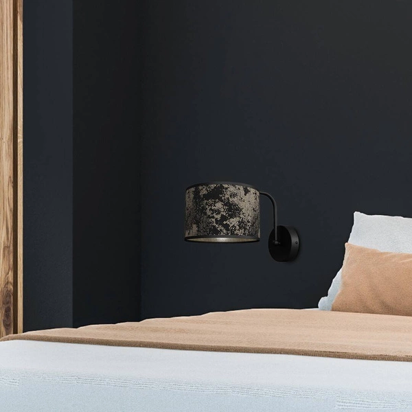 Stylowy kinkiet ścienny do salonu SATINO GOLD 1xE27 | czarny złoty