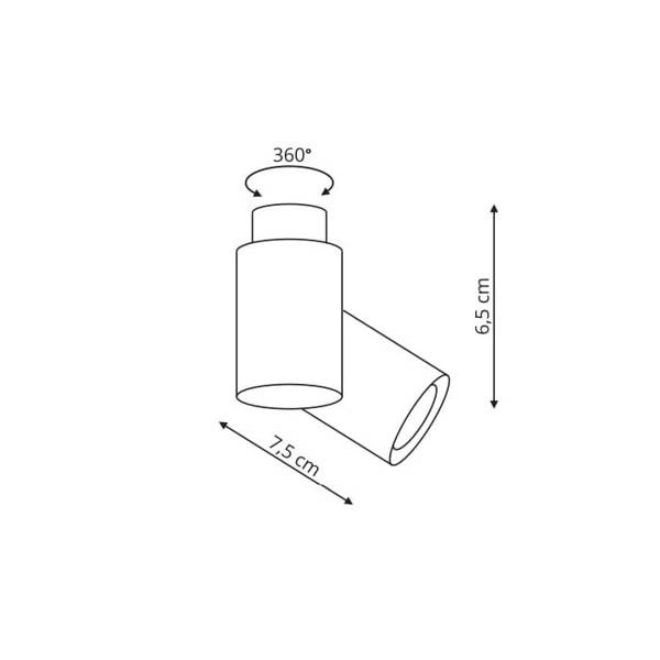 Lampa sufitowa BOSTON, czarna z białym ringiem, 1x50W GU10