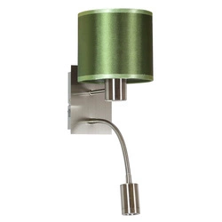 Kinkiet SYLWANA 21-29294 chrom/zielony 1x40W E14 + 3W LED, barwa ciepła 3000K, z wyłącznikiem