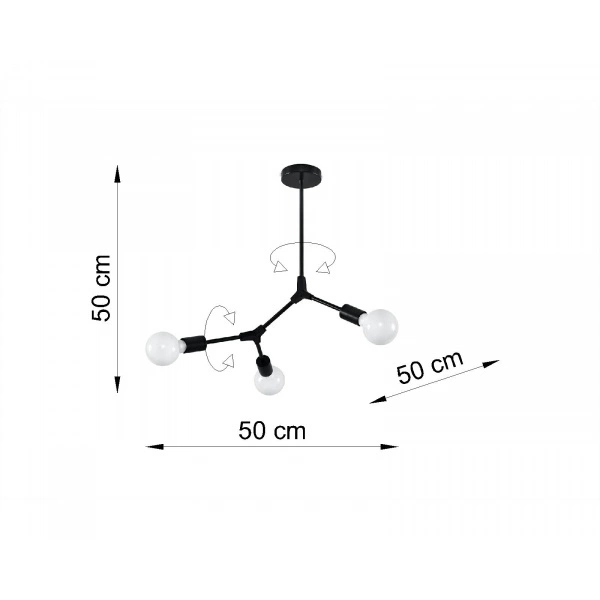 Lampa sufitowa PLATO 3 SL.0708 czarna 3xE27