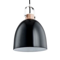 Lampa wisząca zwis HERMINA czarny/drewno śr. 22cm