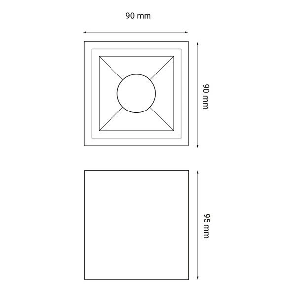 Oprawa sufitowa tuba natynkowa 9,5cm IP20 CROSTI PERO SQ TUBE | czarny