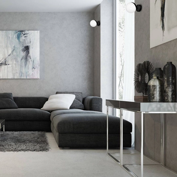 Kinkiet nowoczesny szklana kula SFERA czarny/biały