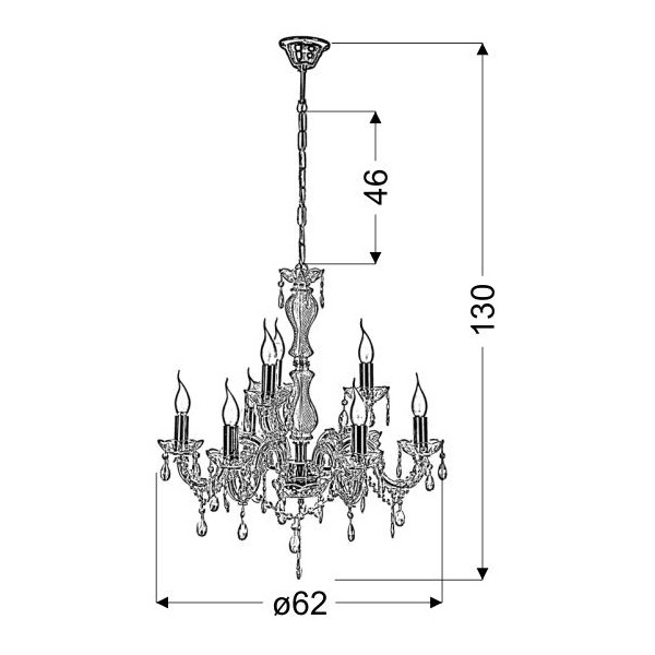 Żyrandol z kryształkami MARIA TERESA 38-94653 złoty/transparentny 8x40W E14