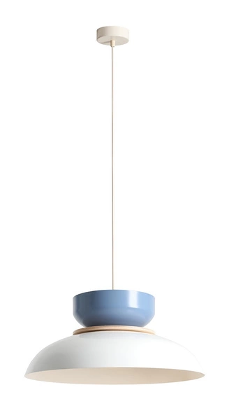 LAMPA WISZĄCA ALDO LIGHT WHITE GLOSS + DUSTY BLUE (47+ 23+ wood)