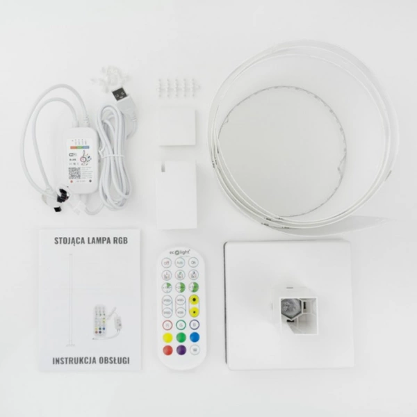 Muzyczna lampa stojąca RGB TUYA 10W 5V DIMM + Pilot wys.150 cm | Biały