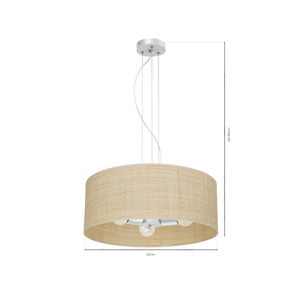 Lampa wisząca MARSHALL, MLP7490, biały/rattan, 3x60W E27