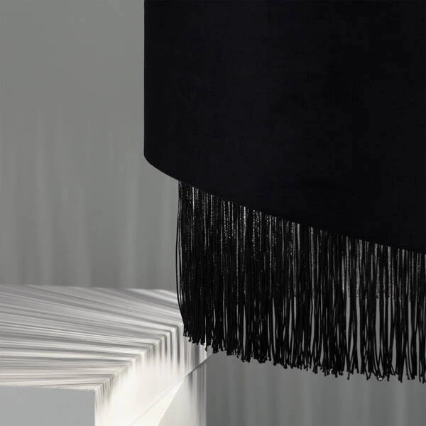 Lampa Wisząca z Czarnego Aksamitu 40cm Abruzzo Fonte E27