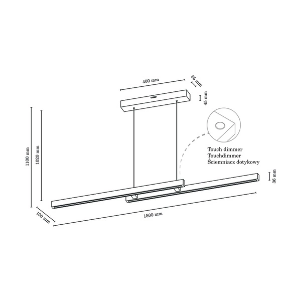 SMAL podwójna lampa wisząca LED zintegrowany 2660lm 3000K 28,5W drewno bukowe orzech ściemniaczem dotykowy 1529676