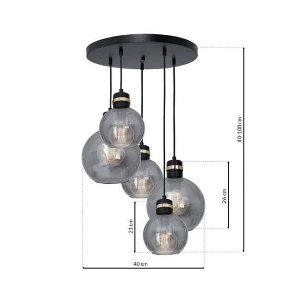 Lampa wisząca KOŁO OMEGA BLACK / GOLD MLP6534