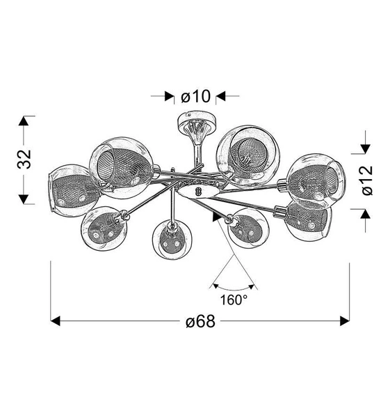 Lampa sufitowa OZZO 38-72283 chrom/bezbarwny 8x40W E14