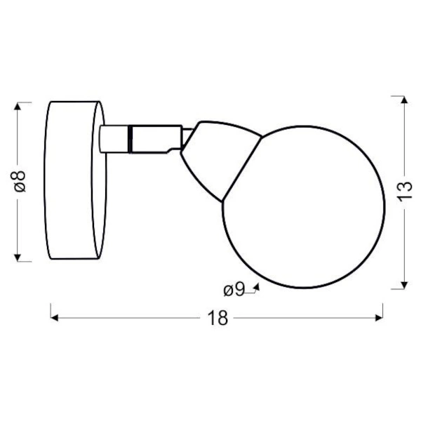 Kinkiet BOLO 1x6W LED SMD główka okrągła 1E z przegubem KD SYSTEM, chrom/transparentny, 3000K, 91-67517