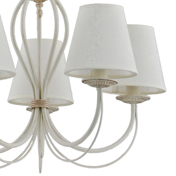 Żyrandol klasyczny z abażurami IRMA śr. 56cm biały antyczny/ecru
