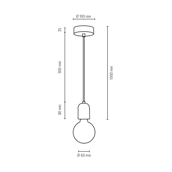 Lampa wisząca Amory 1xE27 Max.60W Szary Beton/Czarny Kabel Tkaninowy 9779136