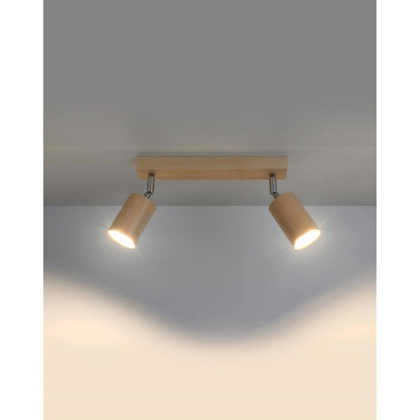 Lampa sufitowa (spot) BERG 2, SL.0702, naturalne drewno, 2x40W GU10