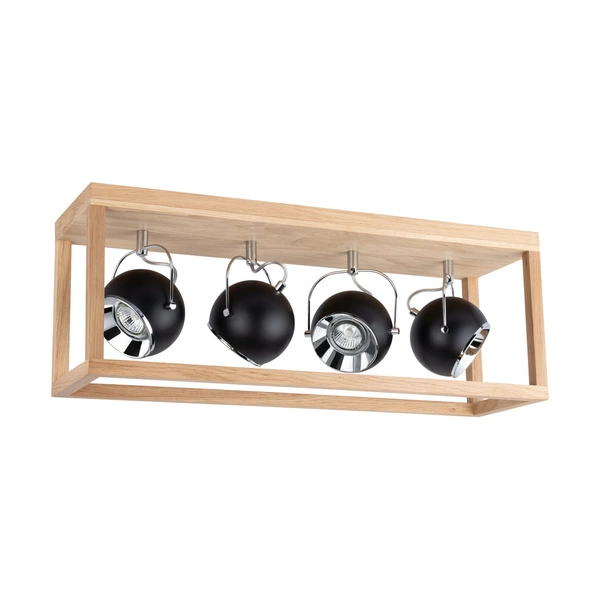 Lampa sufitowa Roy z 4xLED GU10 5W Dąb olejowany/Czarny metal 5224474L