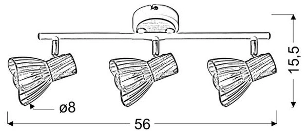 Lampa sufitowa/ścienna CHILE listwa 93-61638 biała/drewno 3x25W E14