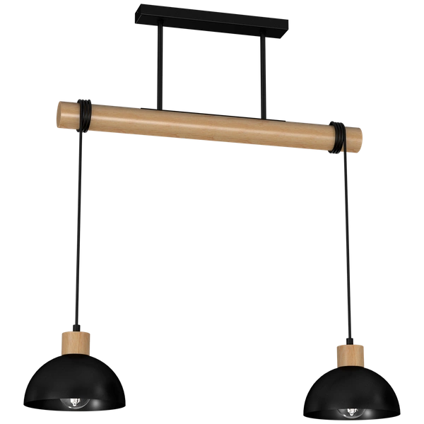 Lampa wisząca ERIK, MLP7225, czarny/drewno, 2x60W E27