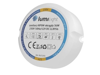 Zasilacz RPSW 36W 12V DC IP67 okrągły do puszki fi 55x22mm