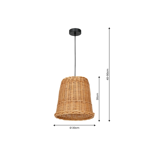 Lampa wisząca VIMINI, MLP7990, czarny/naturalne drewno, 1x60W E27