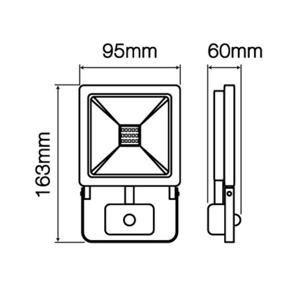 Naświetlacz PHOTON 10W 6000K 80lm/w 220-240V AC PIR | czarny