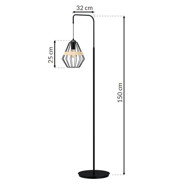 Lampa stojąca podłogowa INDUSTRIALNA CLIFF BLACK 1xE27 MLP5528