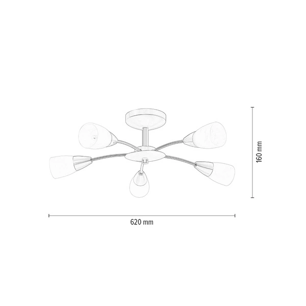 Lampa Sufitowa Oriana 5xE14 Max.40W Metal Satin/Białe Szkło 9031527