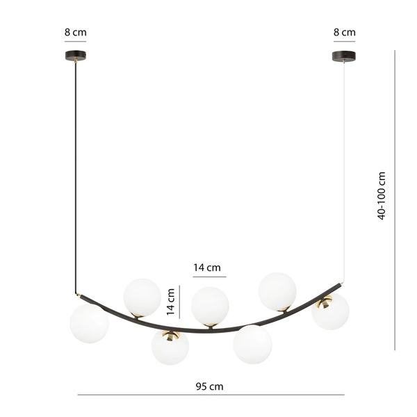 Lampa wisząca Emibig RITZ 7 BL OPAL 1298/7