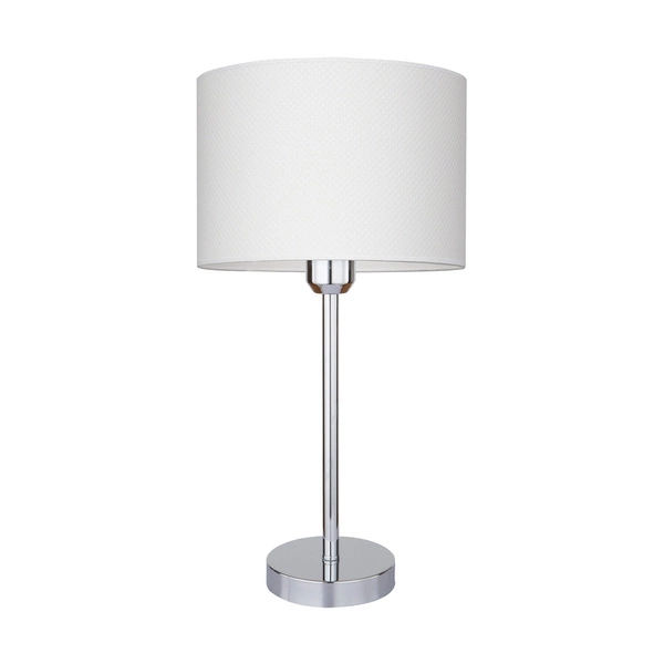 Lampa stołowa Leila 1xE27 maks. 60W chromowany metal/przezroczysty kabel PVC/wielokolorowy papier + klosz z PCV z wzorem w kropki 7654028