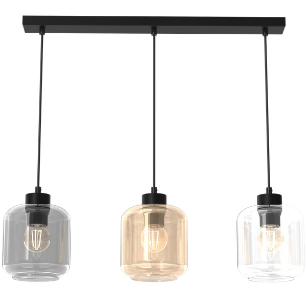 Lampa wisząca SOMBRA MIX, MLP8368, czarna z kolorowymi kloszami, 3x60W E27