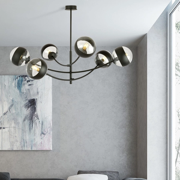 Lampa sufitowa Emibig HUNTER 6 Czarny/STRIPE 1101/6