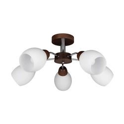 Lampa sufitowa z drewna Parma 5xE27 maks. 60W drewno bukowe orzechowe/chrom metal/białe szkło 8320576