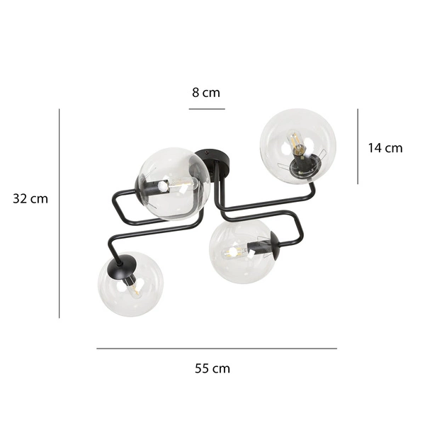 Lampa sufitowa Emibig BRENDI 4 BL TRANSPARENT 831/4