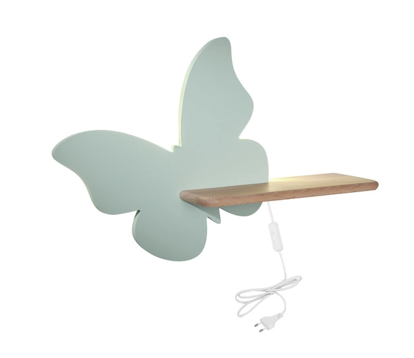Kinkiet dziecięcy IQ Kids Butterfly z półką, 21-85160, miętowy, 5W LED, barwa neutralna 4000K