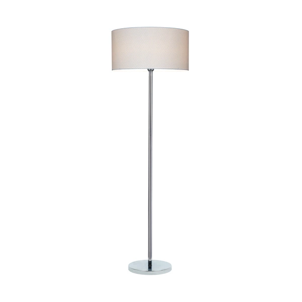Lampa podłogowa Leila 1xE27 maks. 60W chromowany metal/przezroczysty kabel PVC/wielokolorowy papier + klosz z PCV z wzorem w kropki 6654028