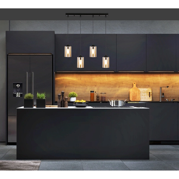 Lampa wisząca BISTRO, czarny/brązowy, 4x40W E27