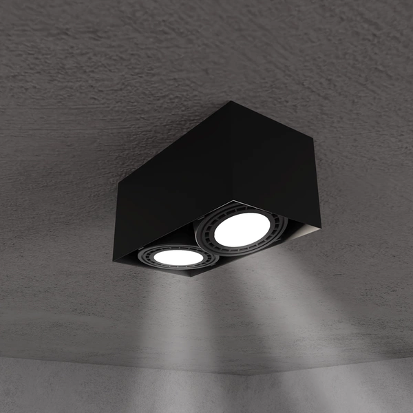 Oprawa Natynkowa BOX Plaza 2xGU10 AR111 Czarna w nowoczesnym stylu