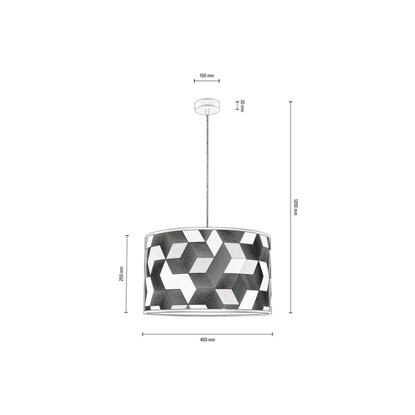 Lampa Wisząca Espacio 1xE27 Maks. 60W Czarny Metal/Przezroczysty Kabel PCV/Wielokolorowa Tapeta 154840104