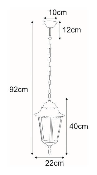 Lampa ogrodowa wisząca K-5006H CZARNY/ZŁOTY z serii LOZANA