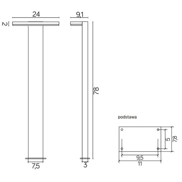 Słupek oświetleniowy nad ścieżkę wys. 78cm FLER 17602-780 DG | ciemny popiel
