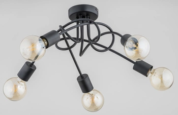 Lampa sufitowa ALFA TRAVERS CZARNA 5xE27 55cm | 61047
