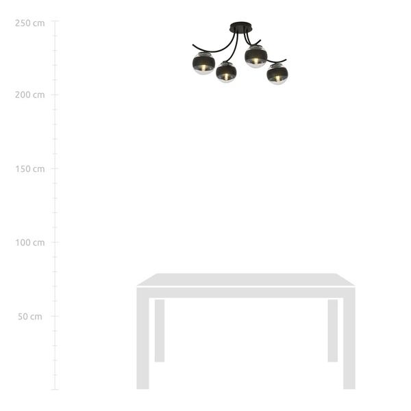 Lampa sufitowa Emibig BOSTON 4 Czarny/STRIPE 1111/4