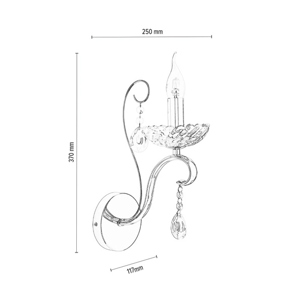 Alessa Kinkiet 1xE14 Max.40W Chromowany Metal/Przezroczyste Szkło 9014128