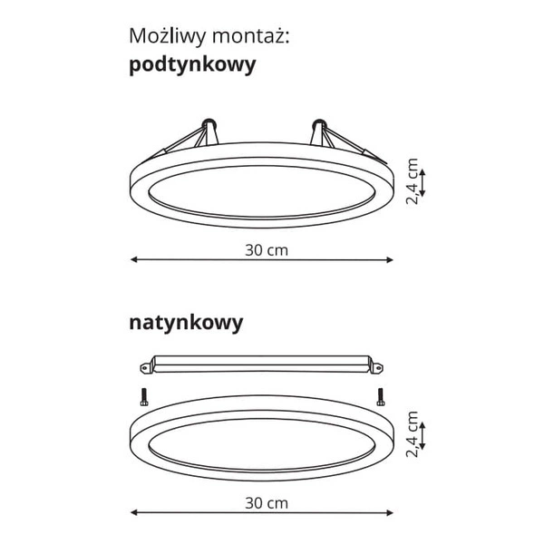 Plafon YORK śr. 33cm I czarny I 24W LED, barwa neutralna 4000K
