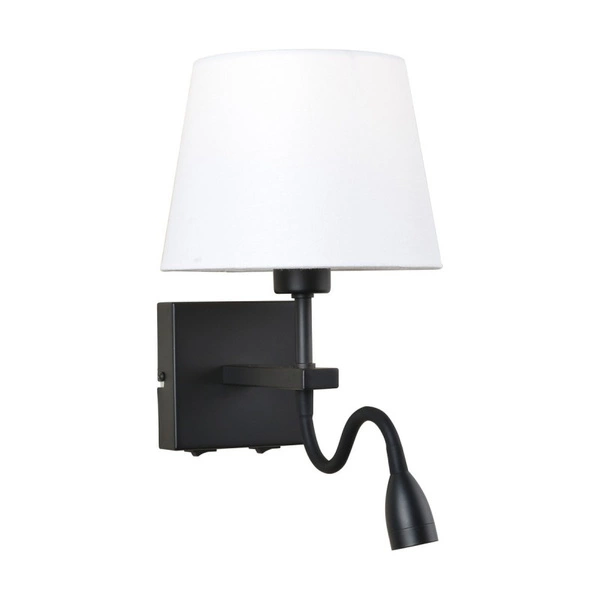 Kinkiet NORTE szer. 23cm E27 + lampka LED 3W ciepła biel | biały/czarny