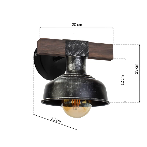 Kinkiet FARO BLACK / WOOD 1xE27 60W MLP6241