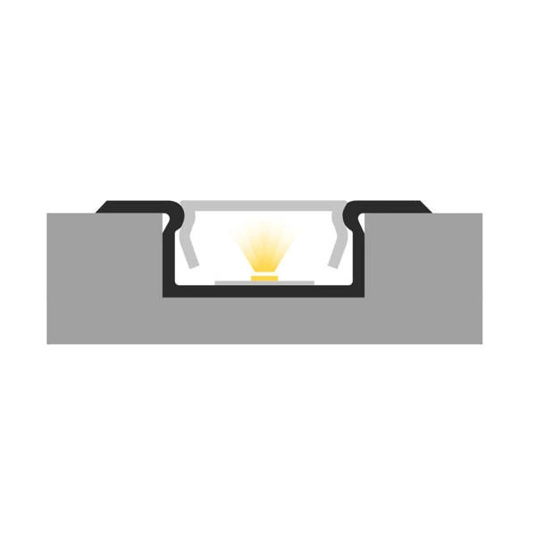 Profil LED P6-2 wpuszczany 200cm szer. 13mm | do osłonek C13 | czarny