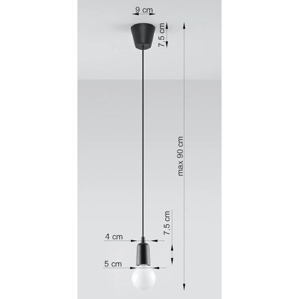 Lampa Wisząca DIEGO, PCV Czarna, E27 60W, SL.0572