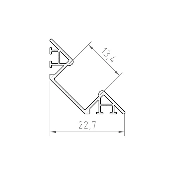 Profil LED P7-1 narożny kąt 45° 200cm | do osłonek C1/C4/C13 | czarny